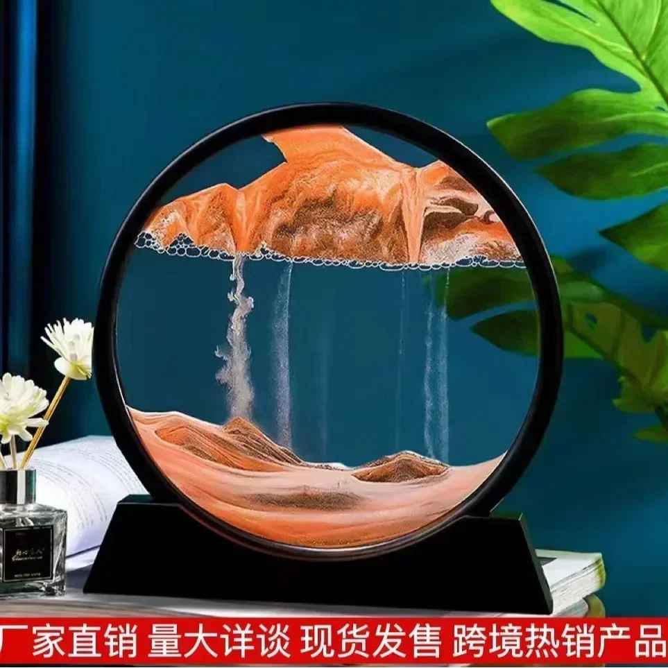 3D Moving Sand Art – Mesmerizing Deep Sea Sands cape in Glass | Flowing Quicksand Painting | Hypnotic Office Decor & Stress Relief Gift