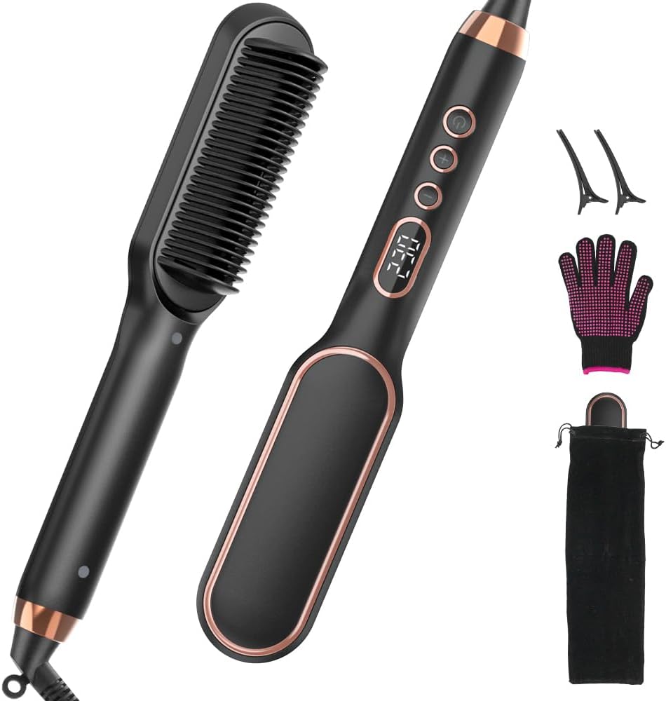 TOOLUXE Hair Straightener Brush – Sleek & Smooth Hair in Minutes | Quick Styling for All Hair Types