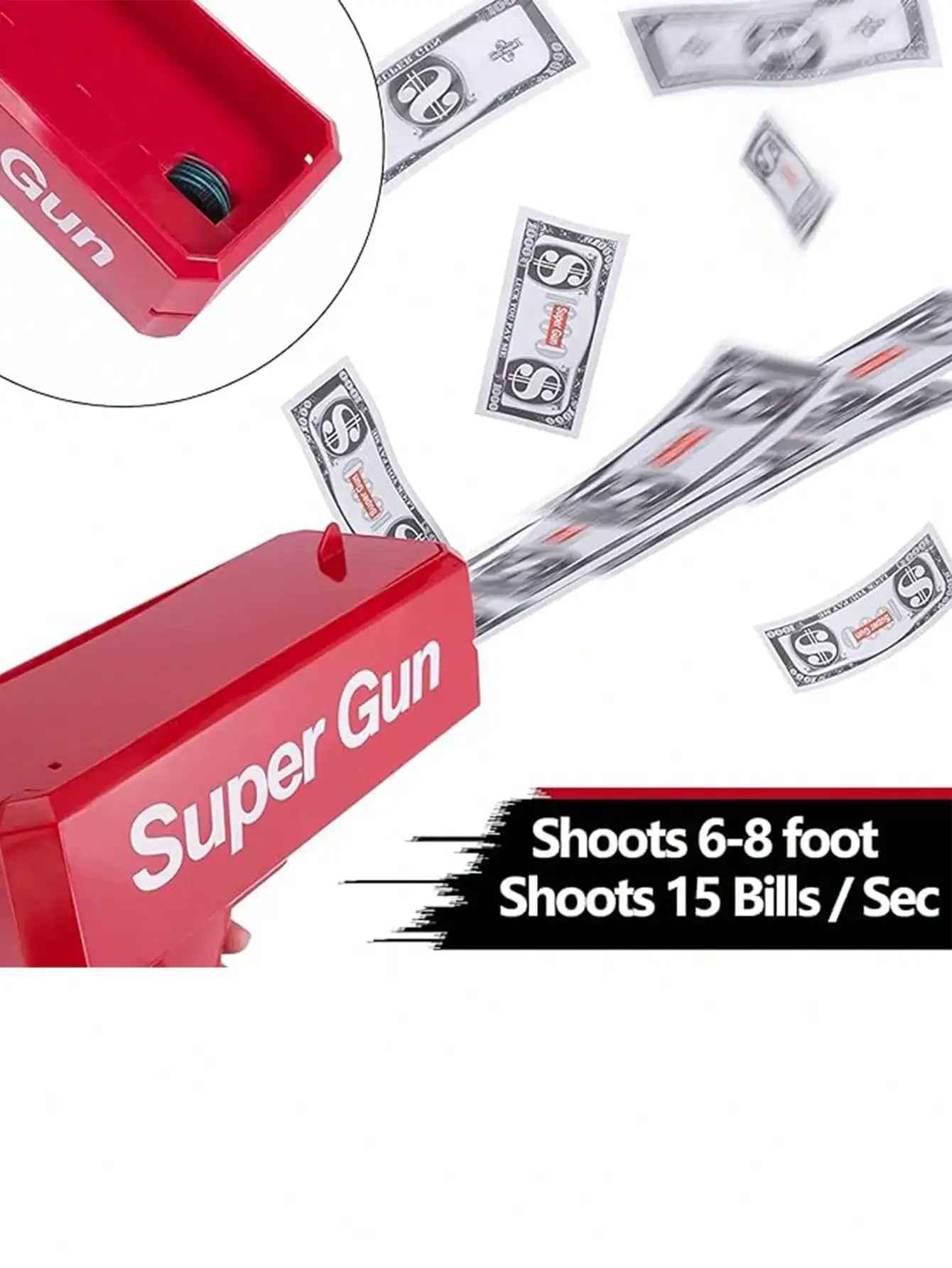 1Set Cash Cannon Money Gun for Wedding, Parties and Fun Include 50 Fake Dollar- Red