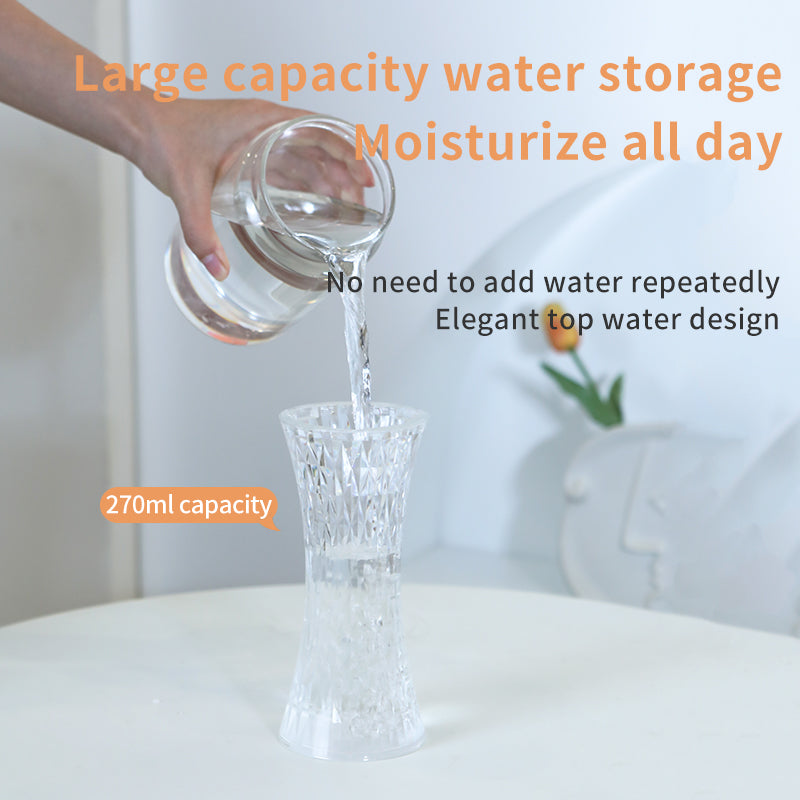 Hot Replica Glass Ambient Light & Humidifier – 3D Diamond-Cut Rose Design