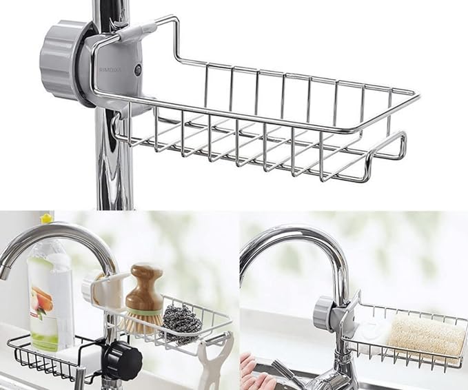 Stainless Steel Sponge Holder – Adjustable Sink Organizer | Perfect for Kitchen & Bathroom