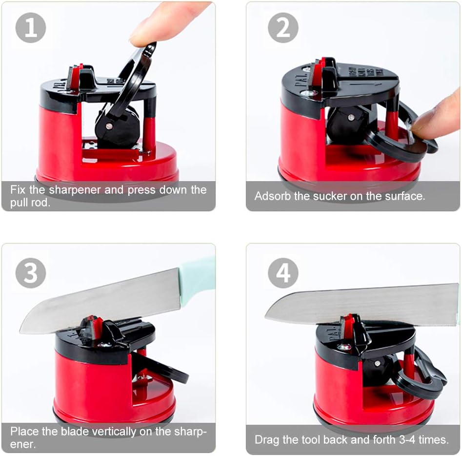 Professional Knife Sharpener – Easy Manual Sharpening with Suction Cup Base!
