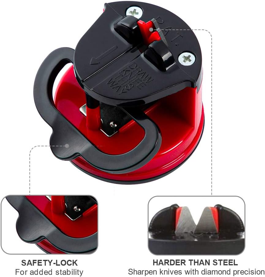 Professional Knife Sharpener – Easy Manual Sharpening with Suction Cup Base!