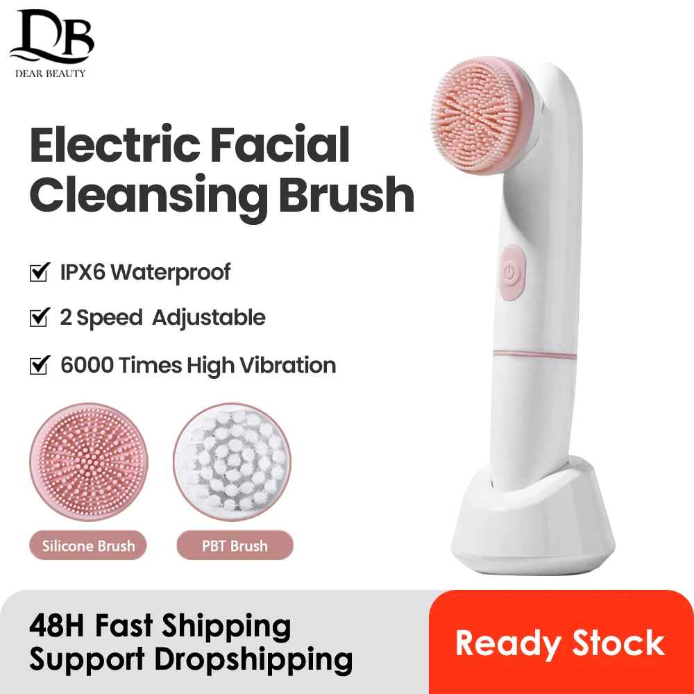 2-in-1 Electric Facial Cleansing Brush – Deep Pore Cleaner & Massager | IPX6 Waterproof | Blackhead Removal | USB Rechargeable