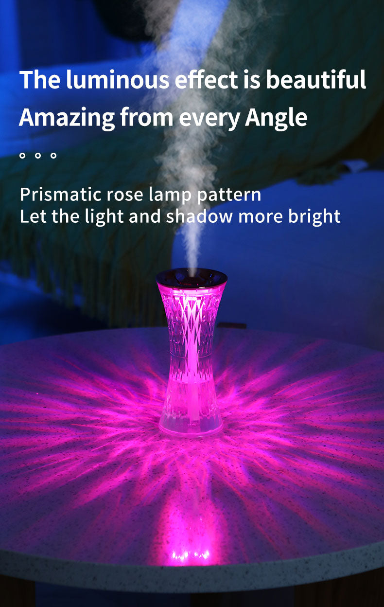 Hot Replica Glass Ambient Light & Humidifier – 3D Diamond-Cut Rose Design