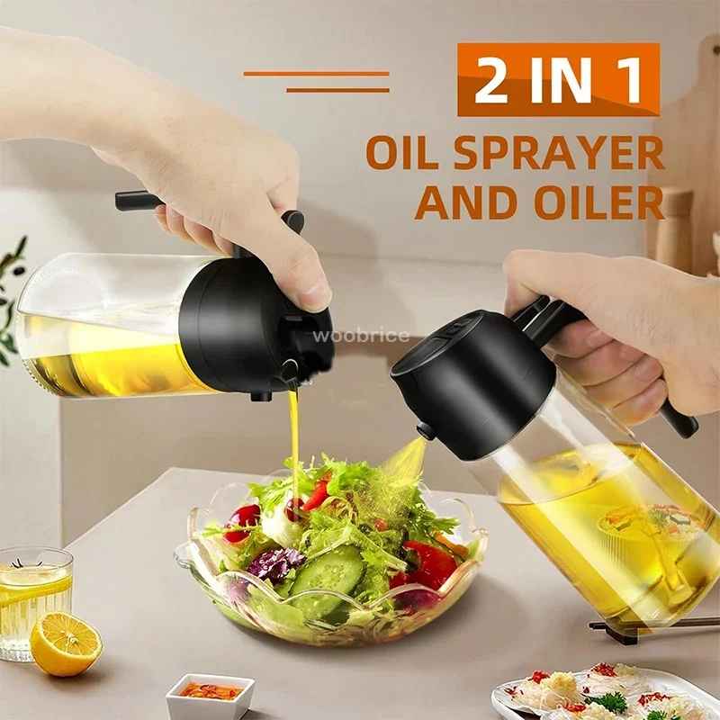 2-in-1 Oil Sprayer & Dispenser Bottle (500ml) – Precision Kitchen Oil Mister for Healthy Cooking | BPA-Free Plastic | Perfect for BBQ, Baking & Salads