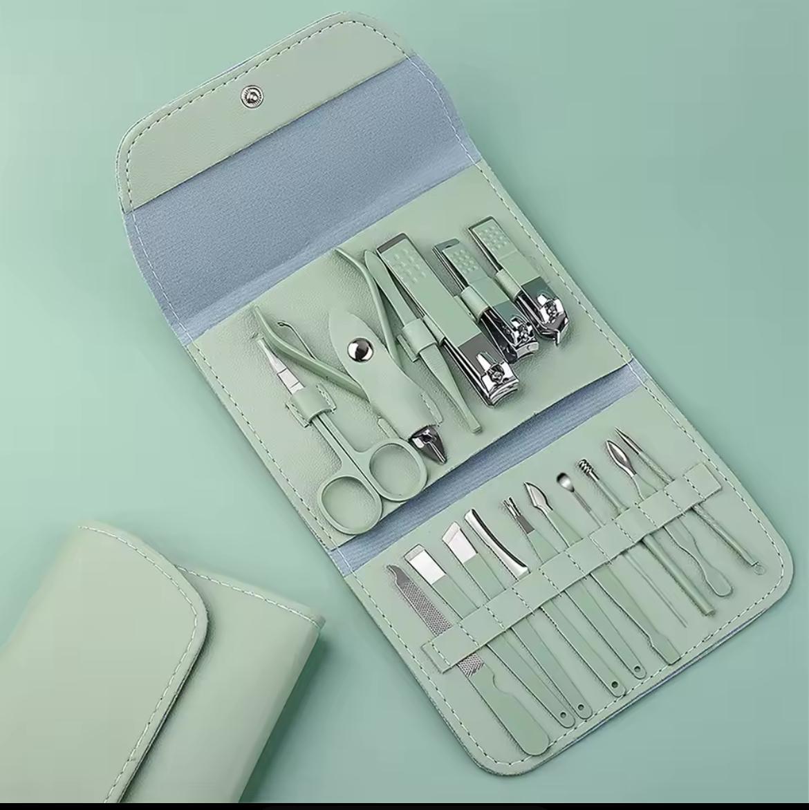 16PCS Nail Cutter Set  | Stainless Steel Manicure Kit  | Nail Clippers & Beauty Tools with Travel Case