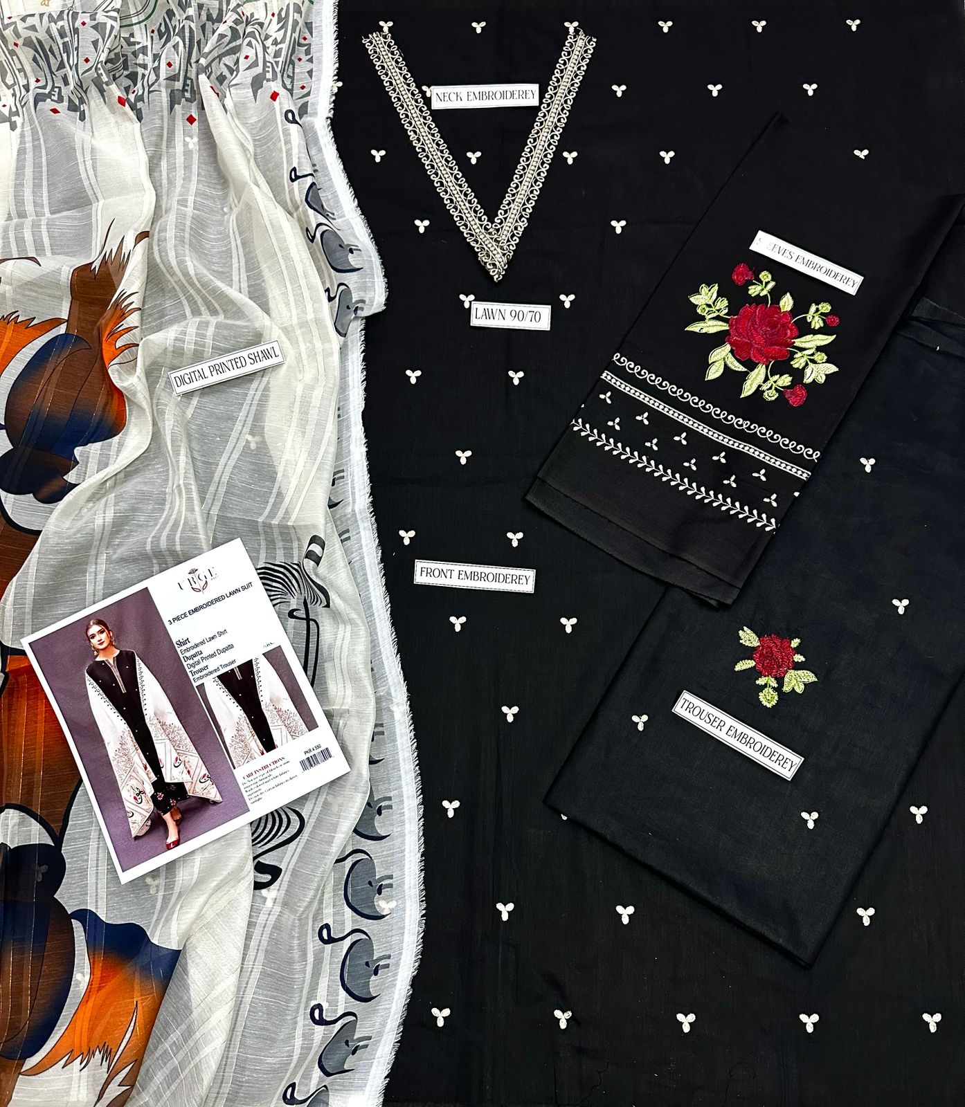 URGE Embroidered Lawn 3-Piece Suit for Women –