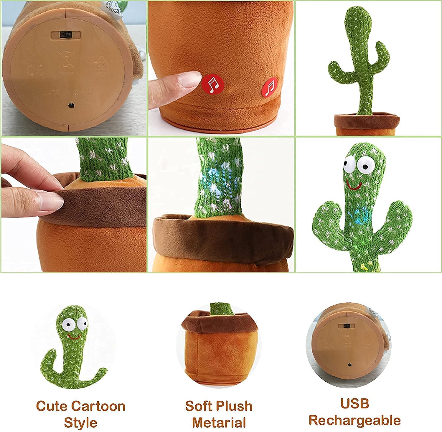 Dancing Talking Cactus Toy – USB Rechargeable Fun for Kids | Perfect Gift for Boys & Girls "