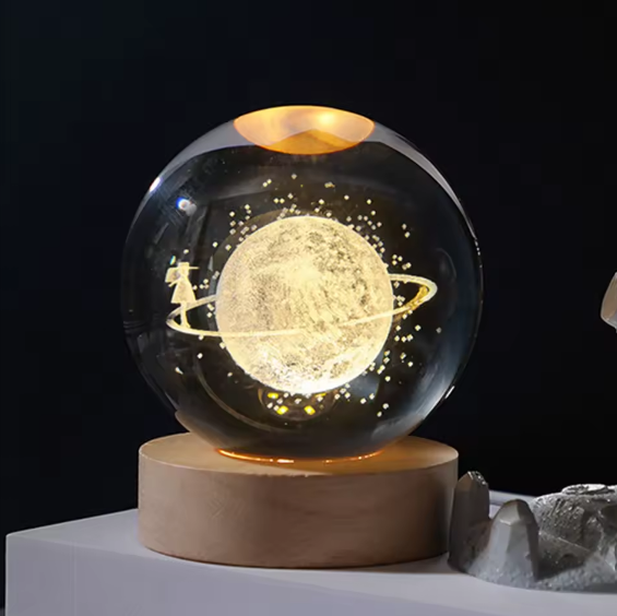 3D Crystal Galaxy Night Lamp – Moon, Earth & Solar System Designs| Perfect for Home Decor & Gifts