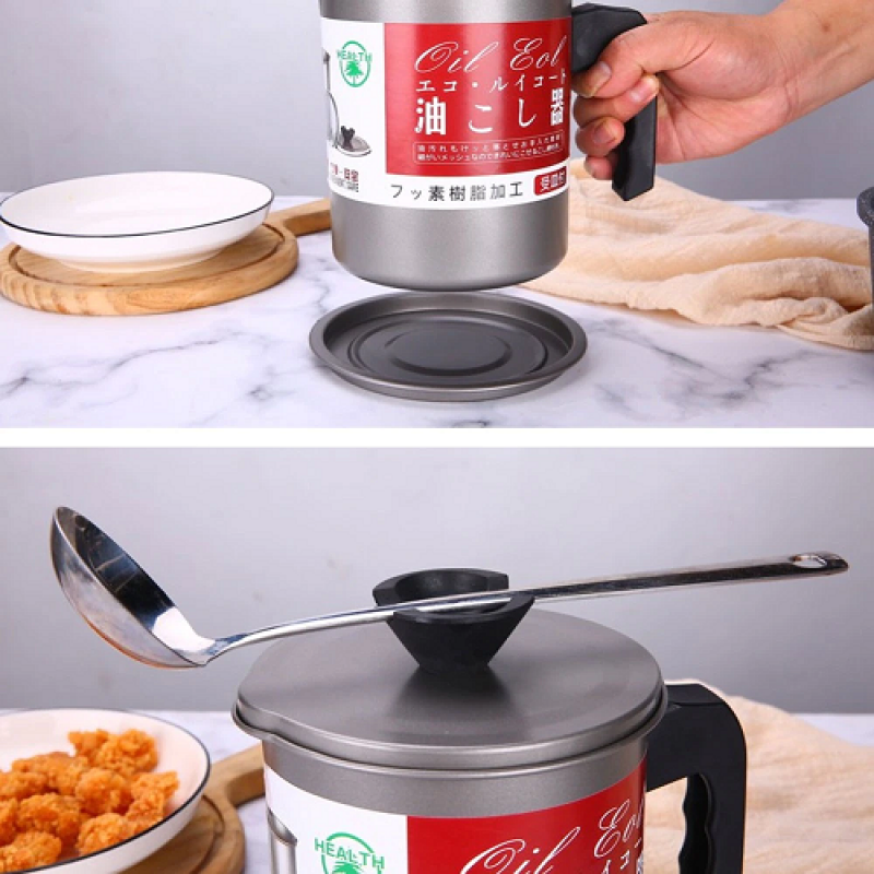 Stainless Steel Kitchen Oil Filter Pot with Tray – Durable, Easy-to-Clean Oil Strainer for Healthier Cooking Perfect for Pakistani Kitchens 🇵🇰 | Reusable & Eco-Friendly