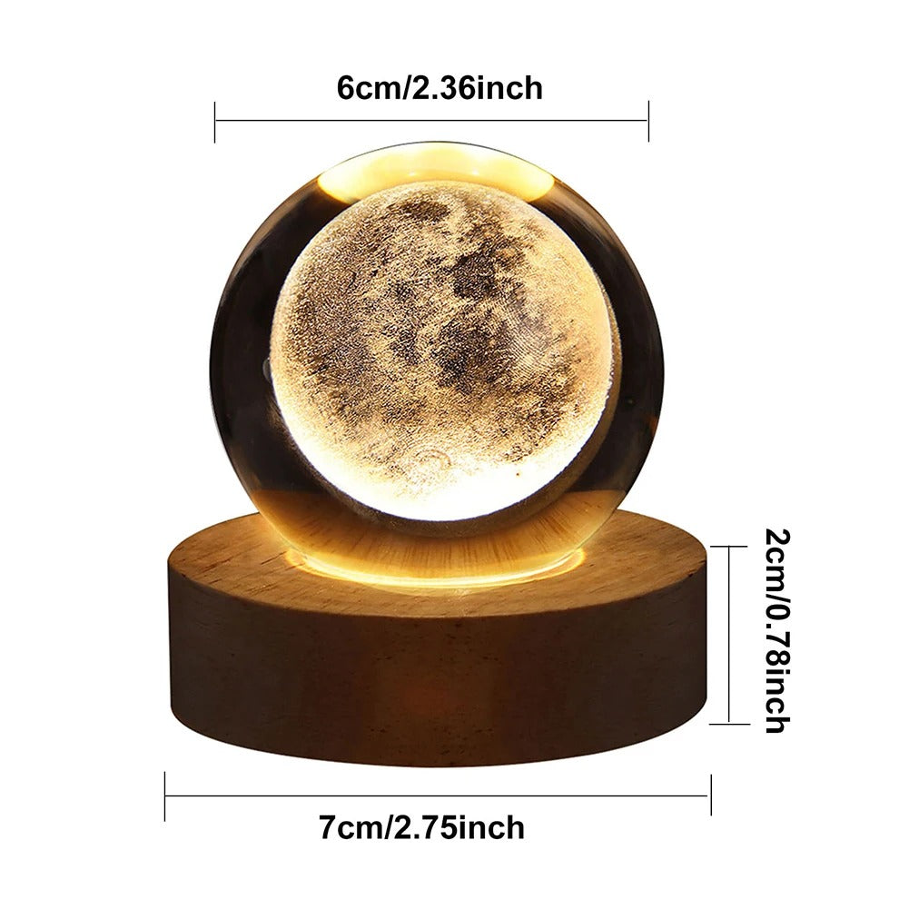 3D Crystal Galaxy Night Lamp – Moon, Earth & Solar System Designs| Perfect for Home Decor & Gifts