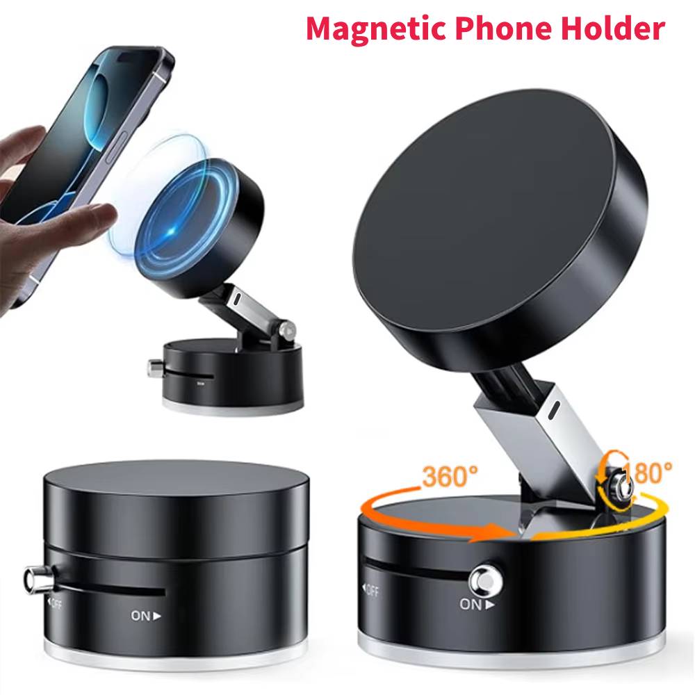 Vacuum Magnetic Vlogging Mobile Holder – Hands-Free 360° Phone Grip for Content Creators | Strong Suction + Magnetic Mount | Compatible with All Phones