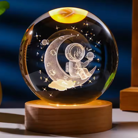 3D Crystal Galaxy Night Lamp – Moon, Earth & Solar System Designs| Perfect for Home Decor & Gifts